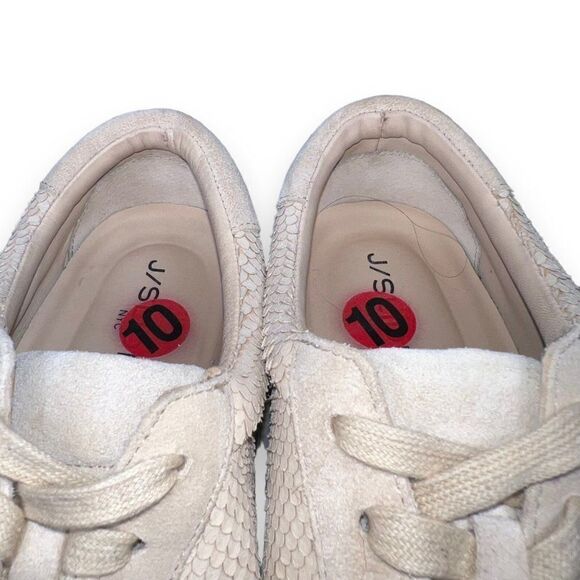 J/Slides Casual Embossed Snakeskin Sneakers Beige Suede Women's 10 - Picture 12 of 12